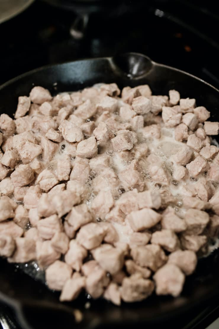 carne de porco cozida para Asado de Chile Colorado (Porco ao Molho Vermelho do Chile)