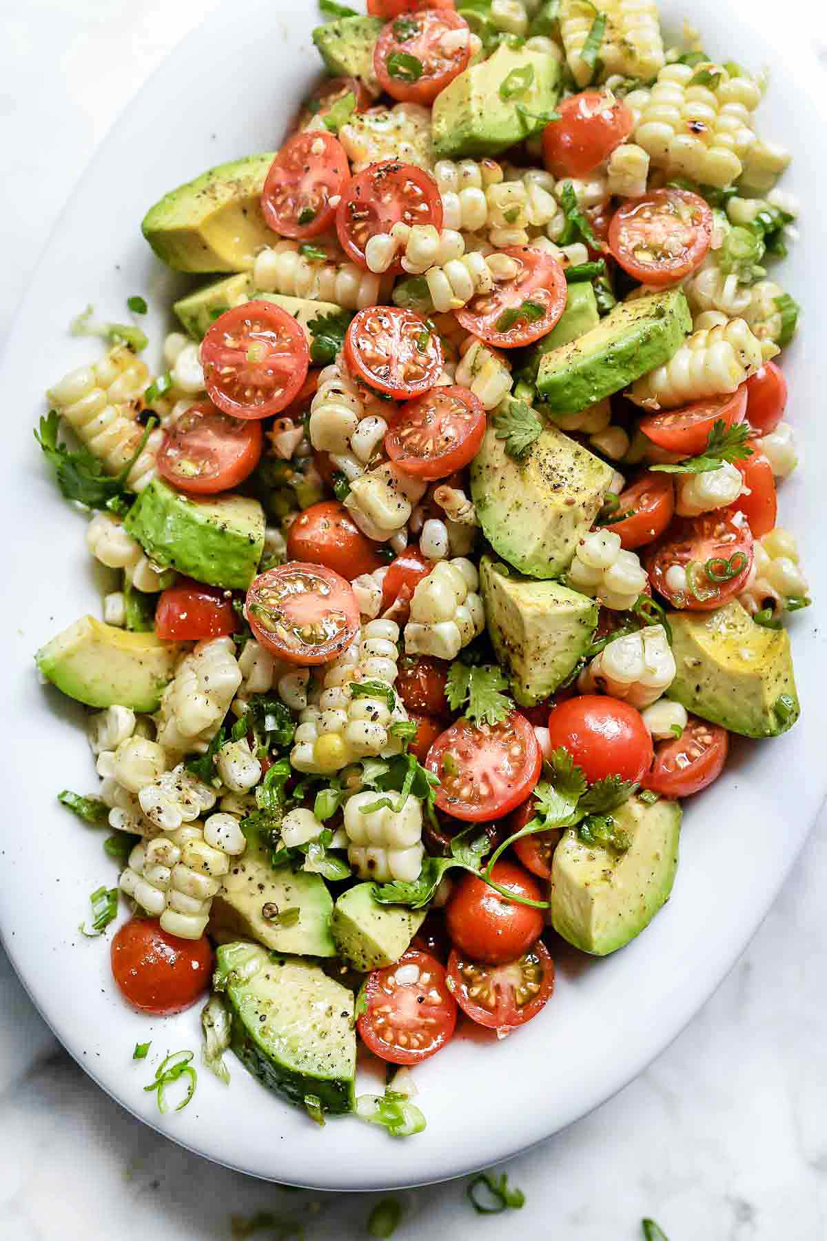 Milho Grelhado, Tomate e Salada de Abacate | foodiecrush.com #salad #tomate #avocado #corn #summer #recipes