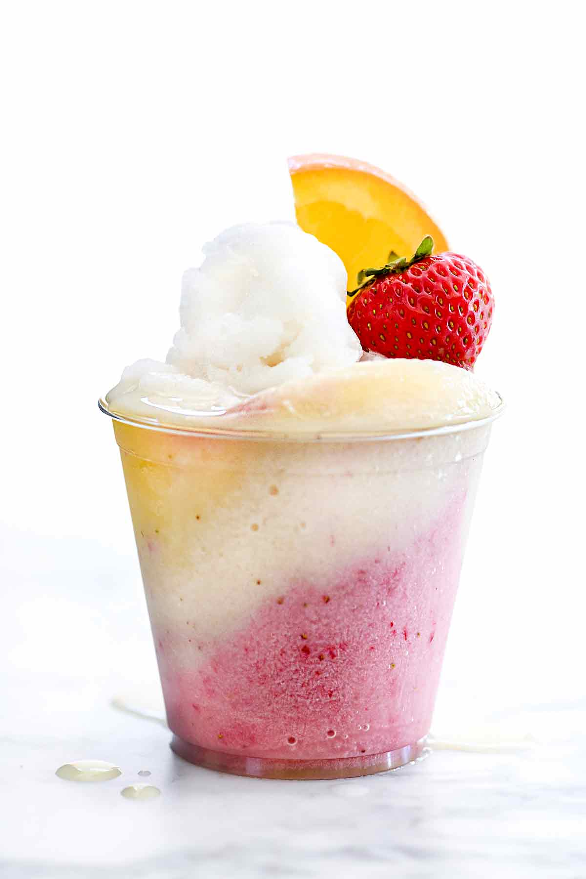 Creamy Tropical Fruit Iced Slushie | foodiecrush.com #slushie #easy #forkids ##healthy #blendery #blender
