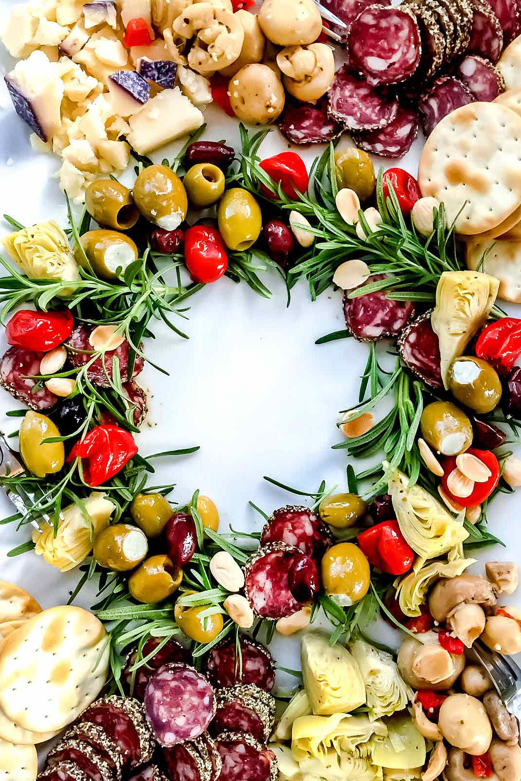Aperitivo Antipasto Christmas Wreath Appetizer | foodiecrush.com