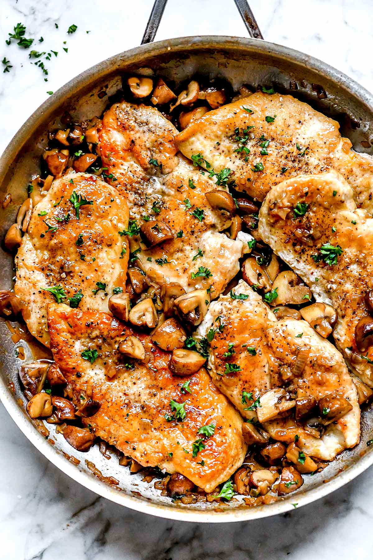 Easy Chicken Marsala | foodiecrush.com #marsala #chicken #dinner #recipe #easy #heasy #healthy