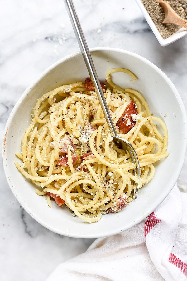 Receita de Spaghetti Carbonara | foodiecrush.com