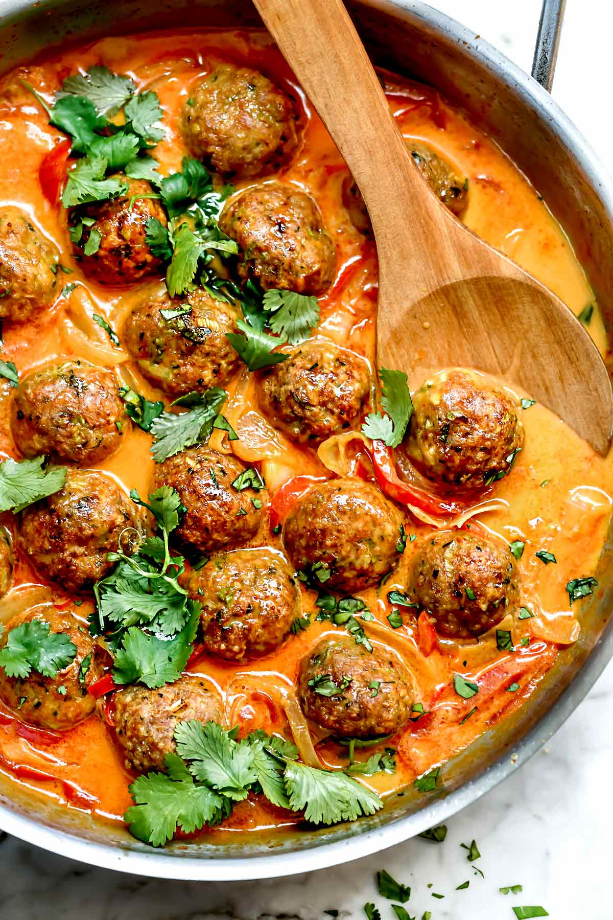 Thai Meatballs In Coconut Curry Sauce | foodiecrush.com #meatballs #turkey #healthy #recipe #curry #coconut #baked #easy #recipes #homememade