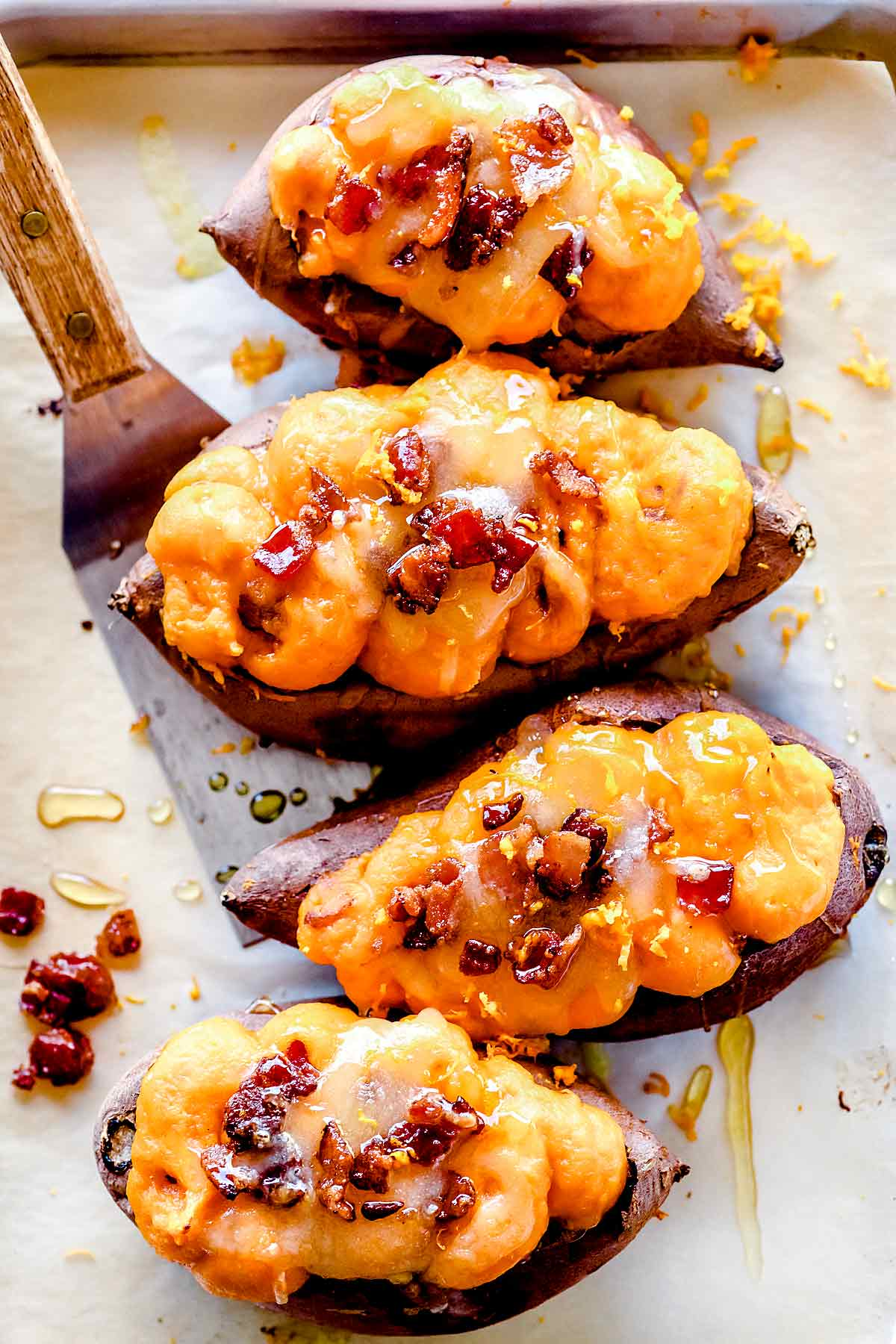 Twice Baked Sweet Potatoes | foodiecrush.com #sweetpotatoes #ssidedish #bakedpotato #stuffedpotato #stuffedpotato